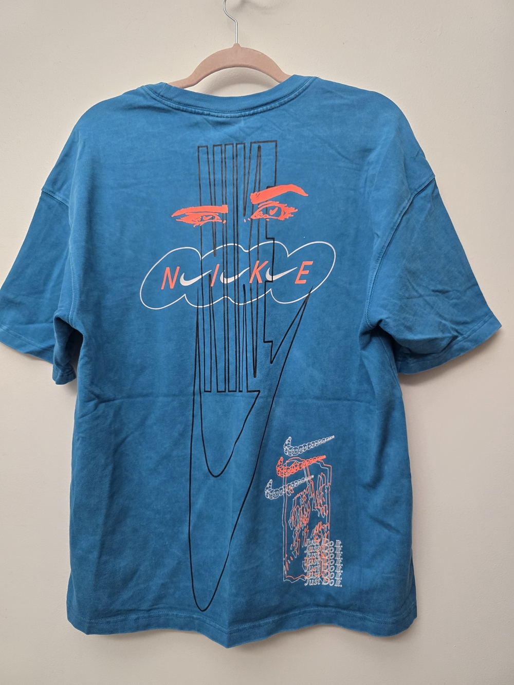 Nike Sportswear DC2729-301 Wash Drip Graphic Tee Blue Teal Just Do It Size S